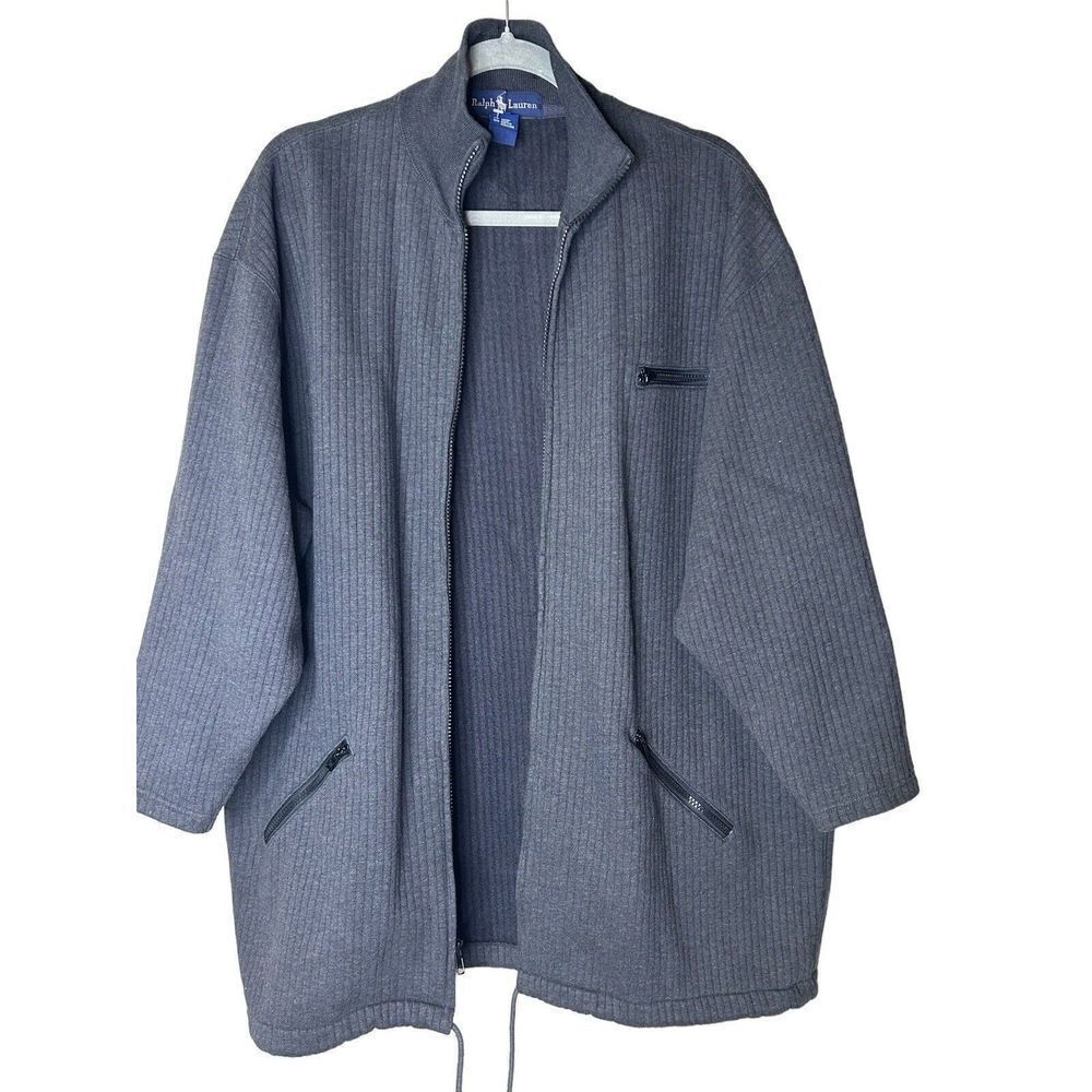 Polo Ralph Lauren Full Zip Ribbed Gray Cotton  Men’s Shacket Jacket Sz M - Picture 2 of 4